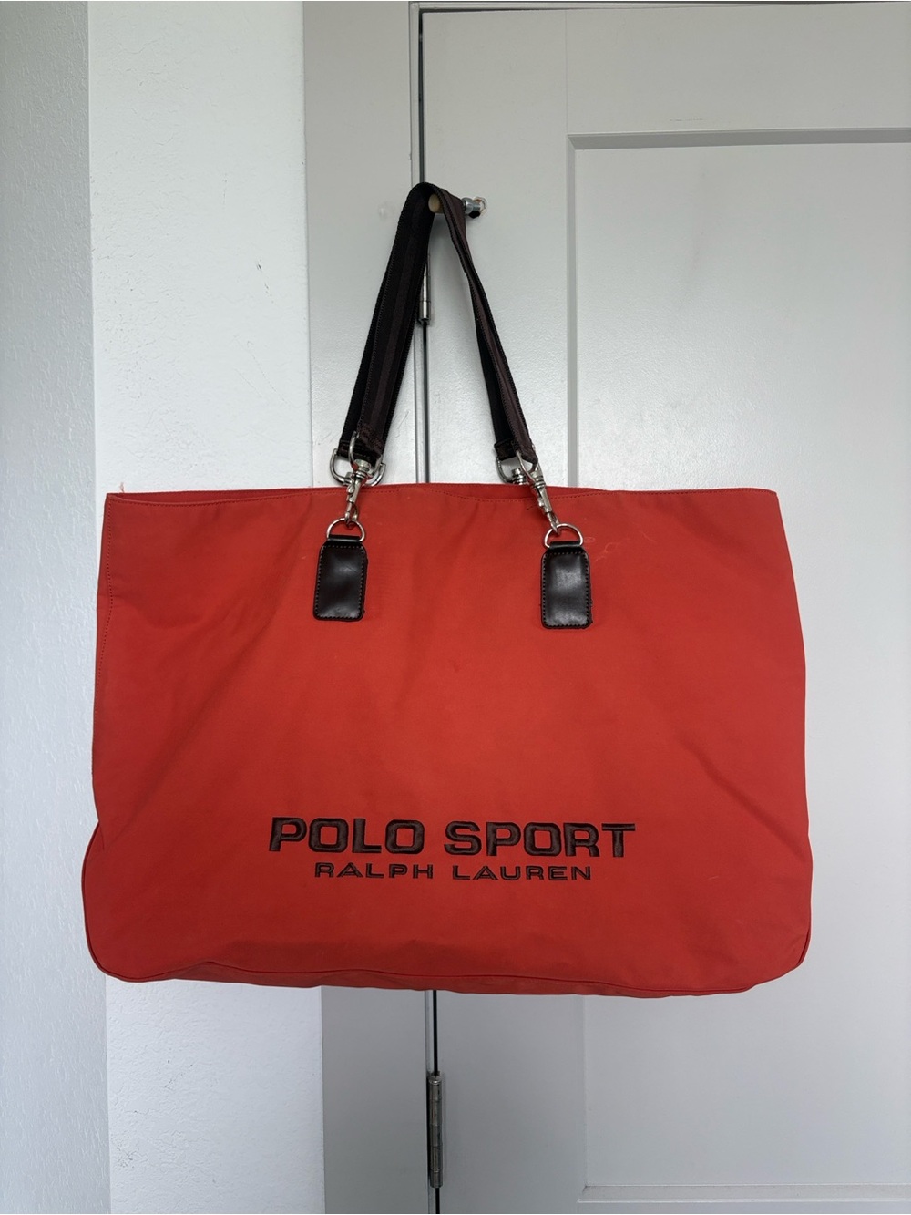 VINTAGE 90S POLO SPORT RALPH LAUREN ORANGE BROWN NYLON BAG